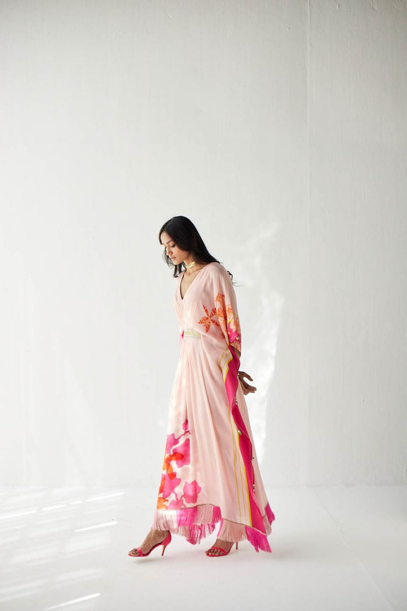 NUDE PINK BELT KAFTAN Indo-Western Wear by Rajiramniq for women in Singapore