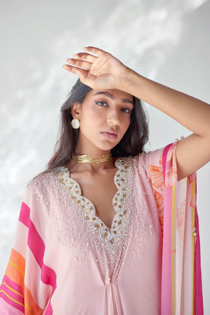NUDE PEARL KAFTAN Indo-Western Wear by Rajiramniq for women in Singapore