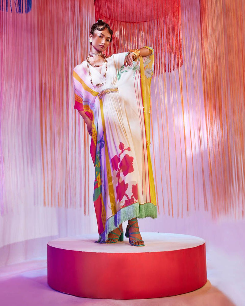 IVORY BELT KAFTAN Indo-Western Wear by Rajiramniq for women in Singapore