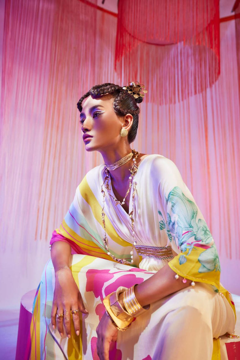 IVORY BELT KAFTAN Indo-Western Wear by Rajiramniq for women in Singapore
