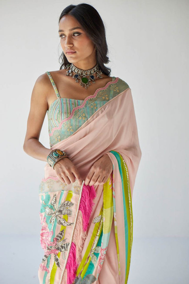 NUDE PINK ORCHID SARI Sarees by Rajiramniq for women in Singapore