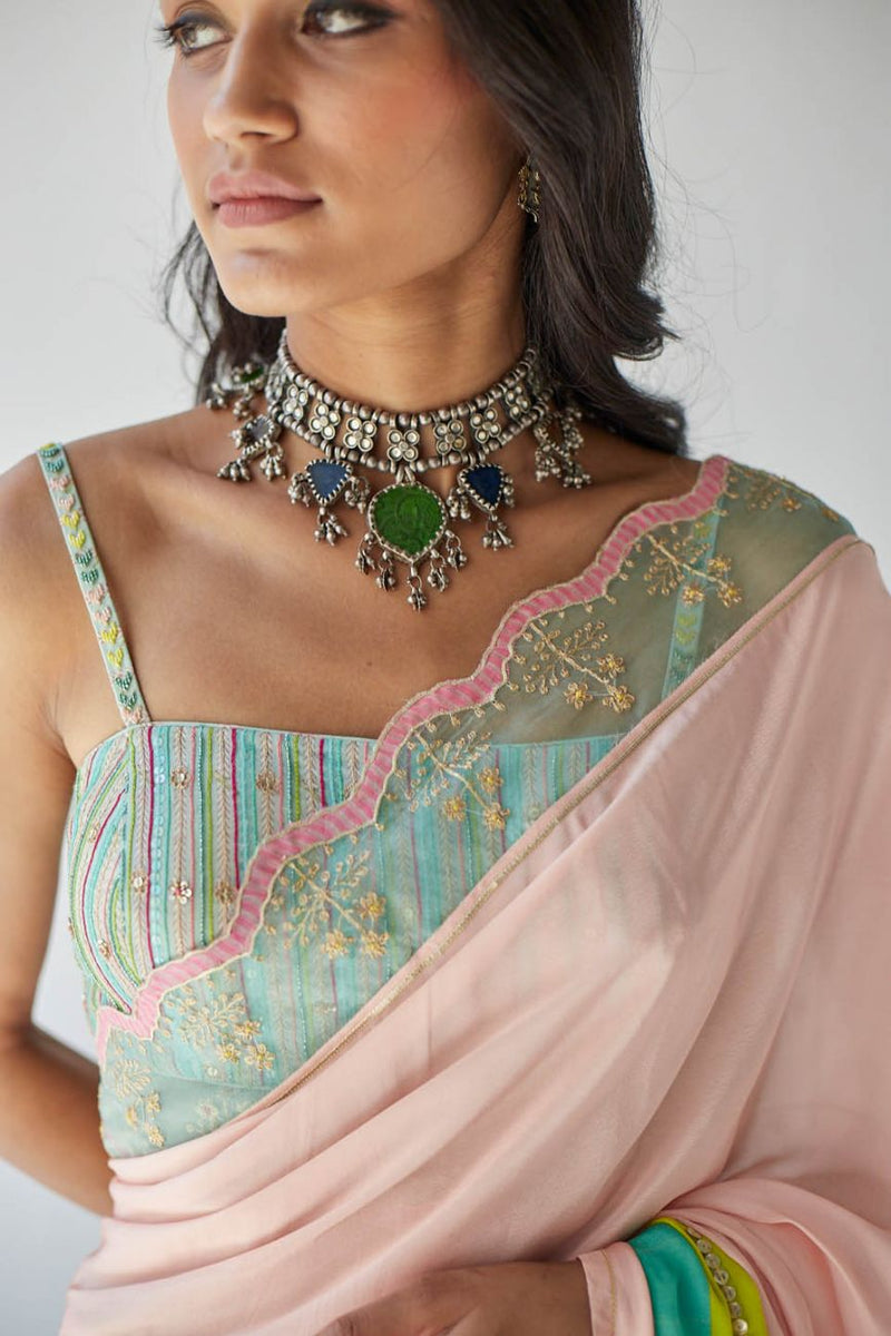 NUDE PINK ORCHID SARI Sarees by Rajiramniq for women in Singapore