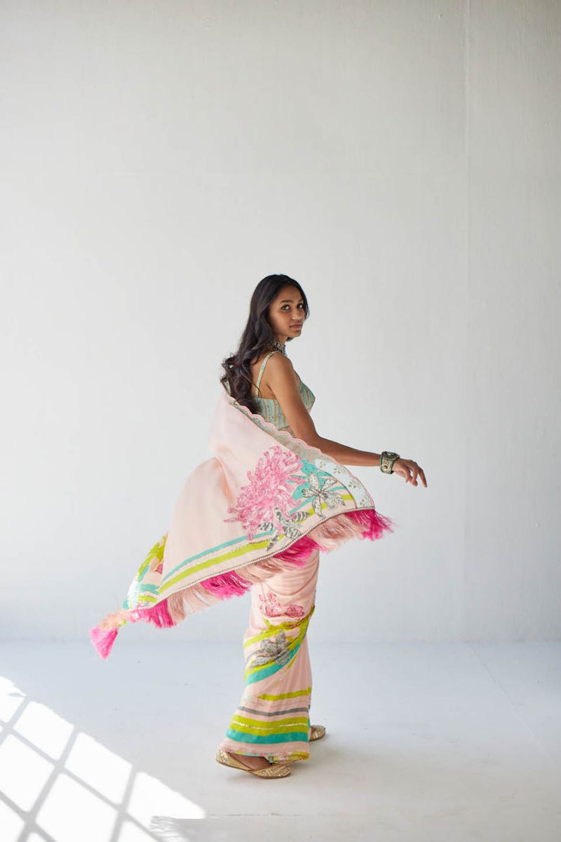 NUDE PINK ORCHID SARI Sarees by Rajiramniq for women in Singapore