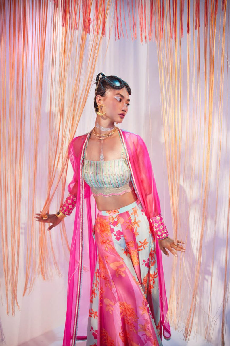 HOT PINK ORCHID JACKET SET Indo-Western Wear by Rajiramniq for women in Singapore