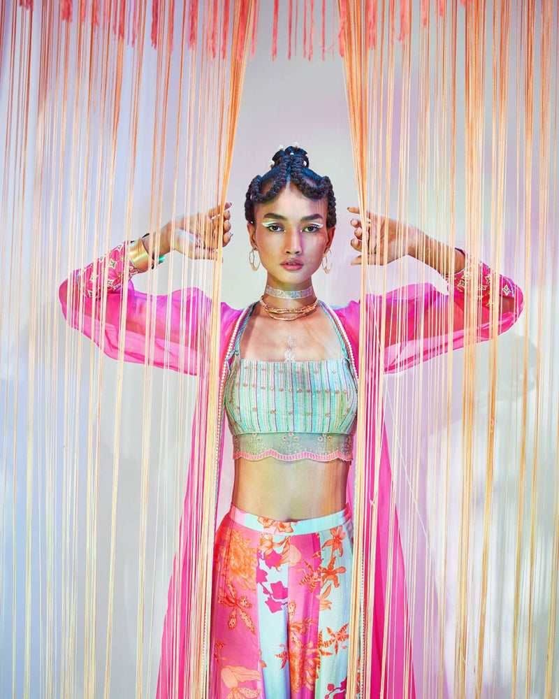HOT PINK ORCHID JACKET SET Indo-Western Wear by Rajiramniq for women in Singapore