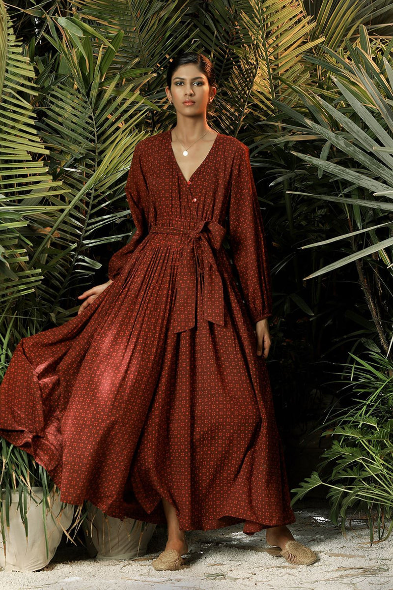Dancing Lady Orchid Dress by Khara Kapas in red for women in Singapore