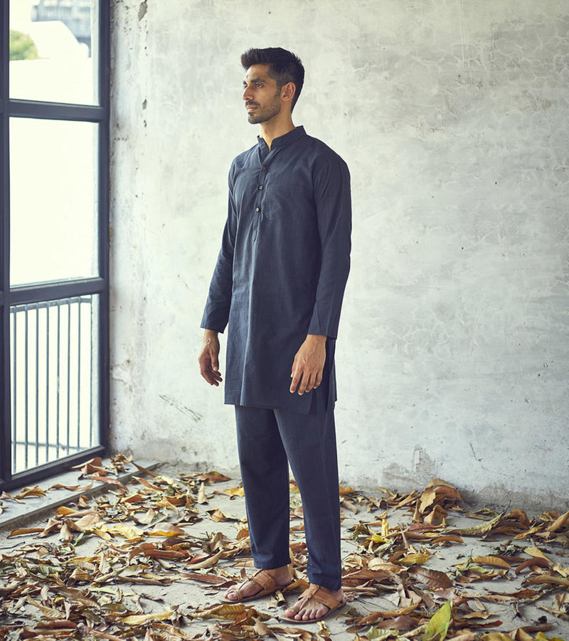 Dark night kurta set by Khara Kapas Men for women in Singapore