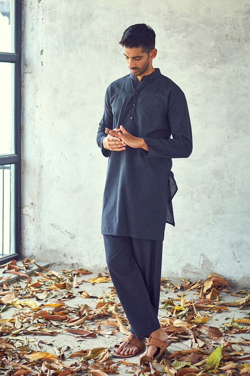 Dark night kurta set by Khara Kapas Men for women in Singapore
