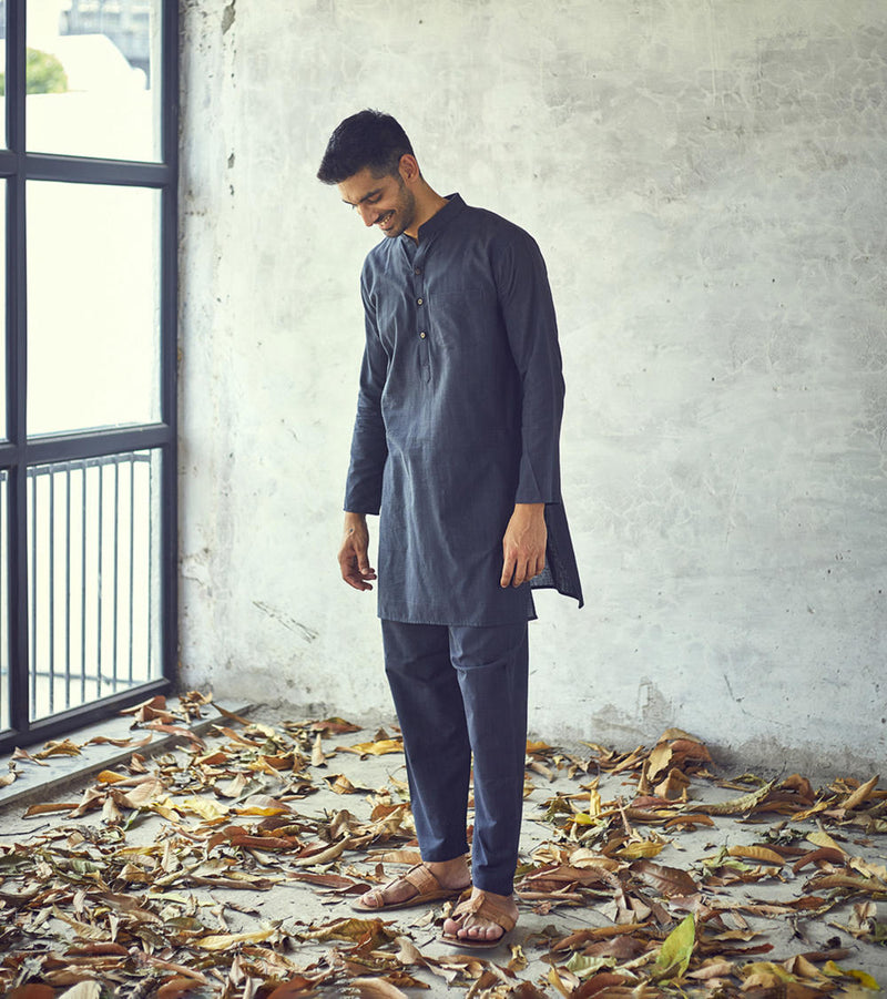 Dark night kurta set by Khara Kapas Men for women in Singapore