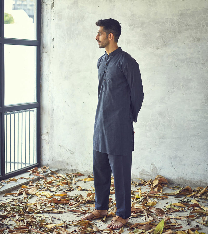 Dark night kurta set by Khara Kapas Men for women in Singapore