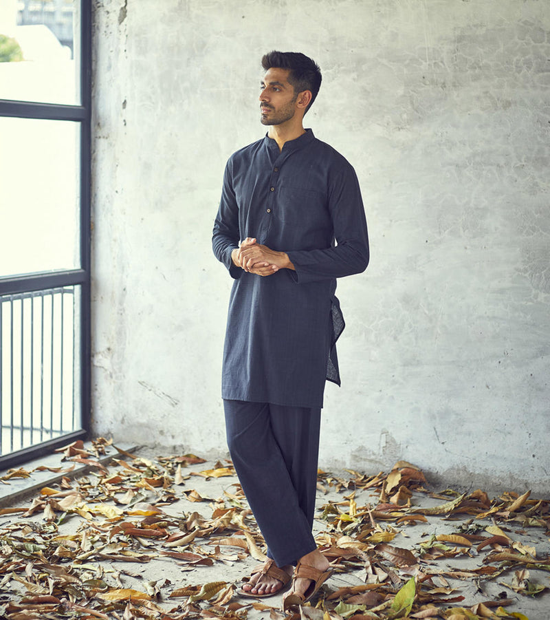 Dark night kurta set by Khara Kapas Men for women in Singapore