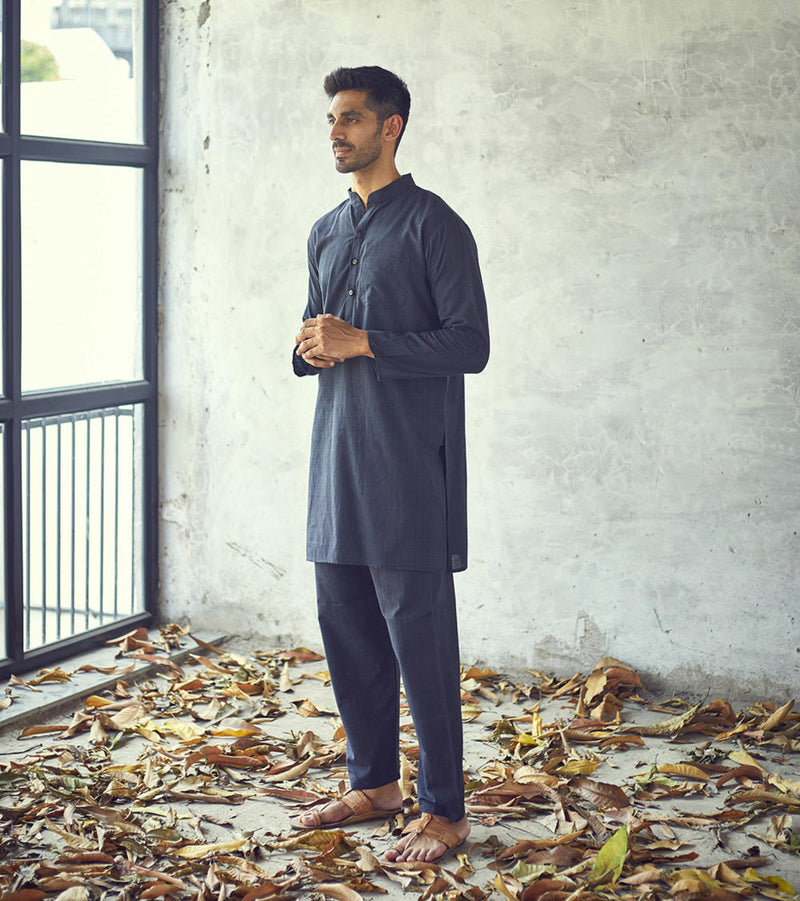 Dark night kurta set by Khara Kapas Men for women in Singapore