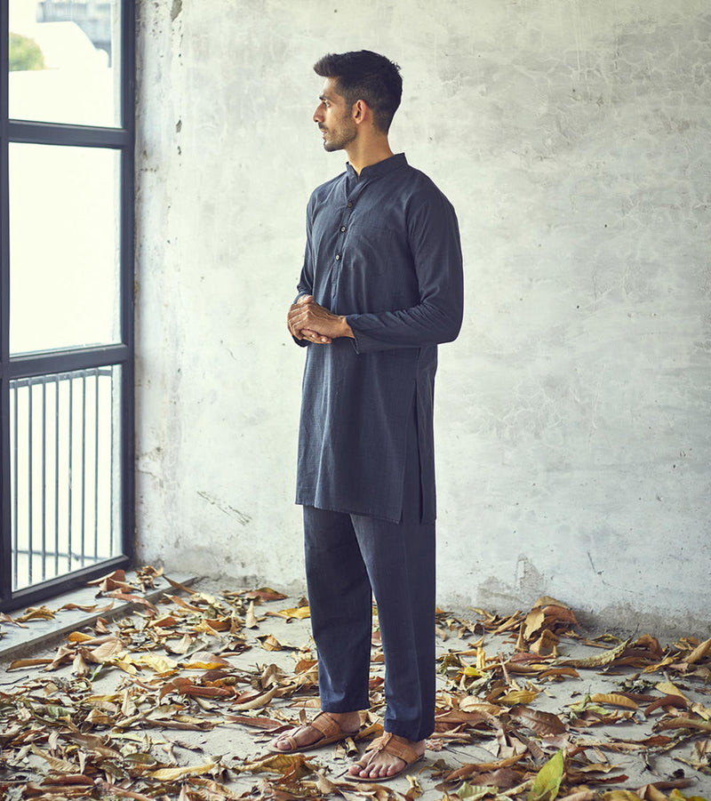 Dark night kurta set by Khara Kapas Men for women in Singapore