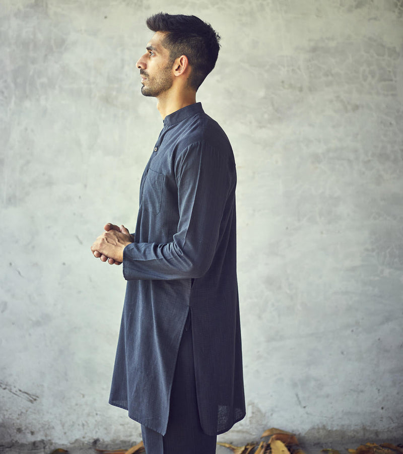 Dark night kurta set by Khara Kapas Men for women in Singapore