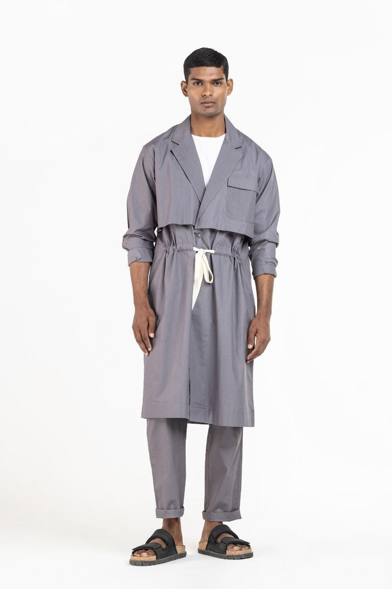 Double Layer Jacket Granite Co-ord Set,Bottoms by THREE Men for men in Singapore