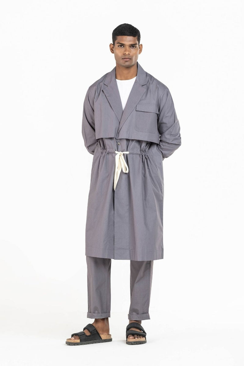 Double Layer Jacket Granite Co-ord Set,Bottoms by THREE Men for men in Singapore