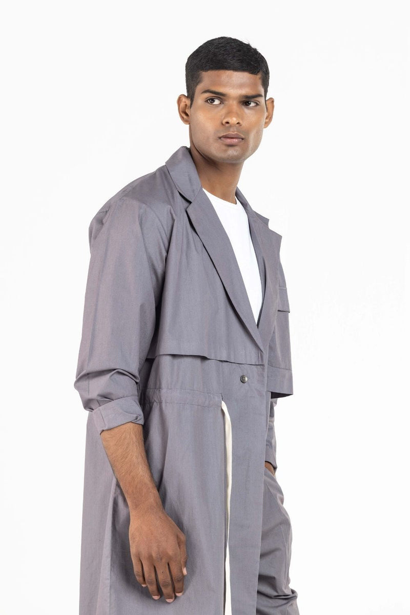 Double Layer Jacket Granite Co-ord Set,Bottoms by THREE Men for men in Singapore