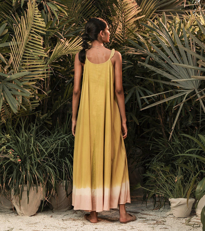 Eastern Sunrise Dress by Khara Kapas in green for women in Singapore