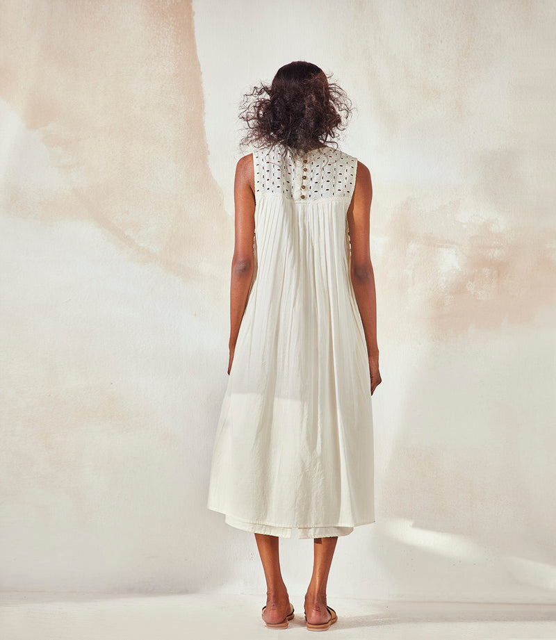 Egg Shell Dress by Khara Kapas in white for women in Singapore