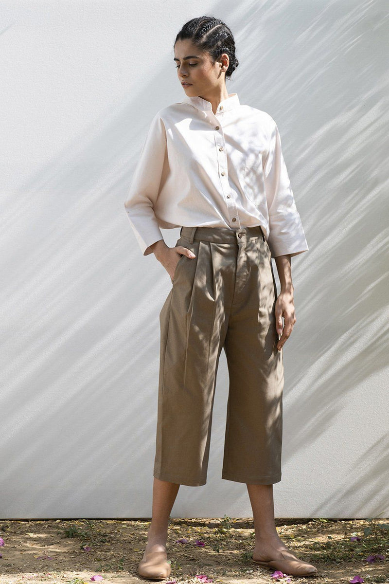 Elm Twig Cropped Trousers Bottoms by Khara Kapas for women in Singapore