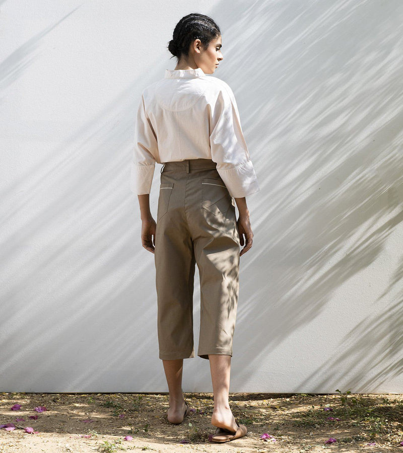 Elm Twig Cropped Trousers Bottoms by Khara Kapas for women in Singapore