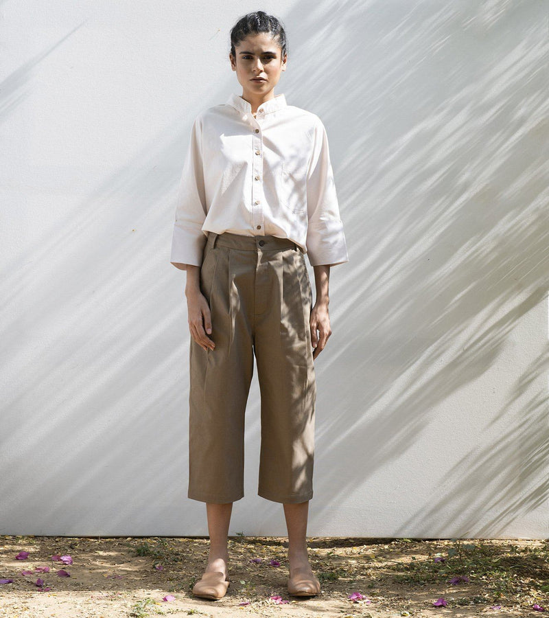 Elm Twig Cropped Trousers Bottoms by Khara Kapas for women in Singapore