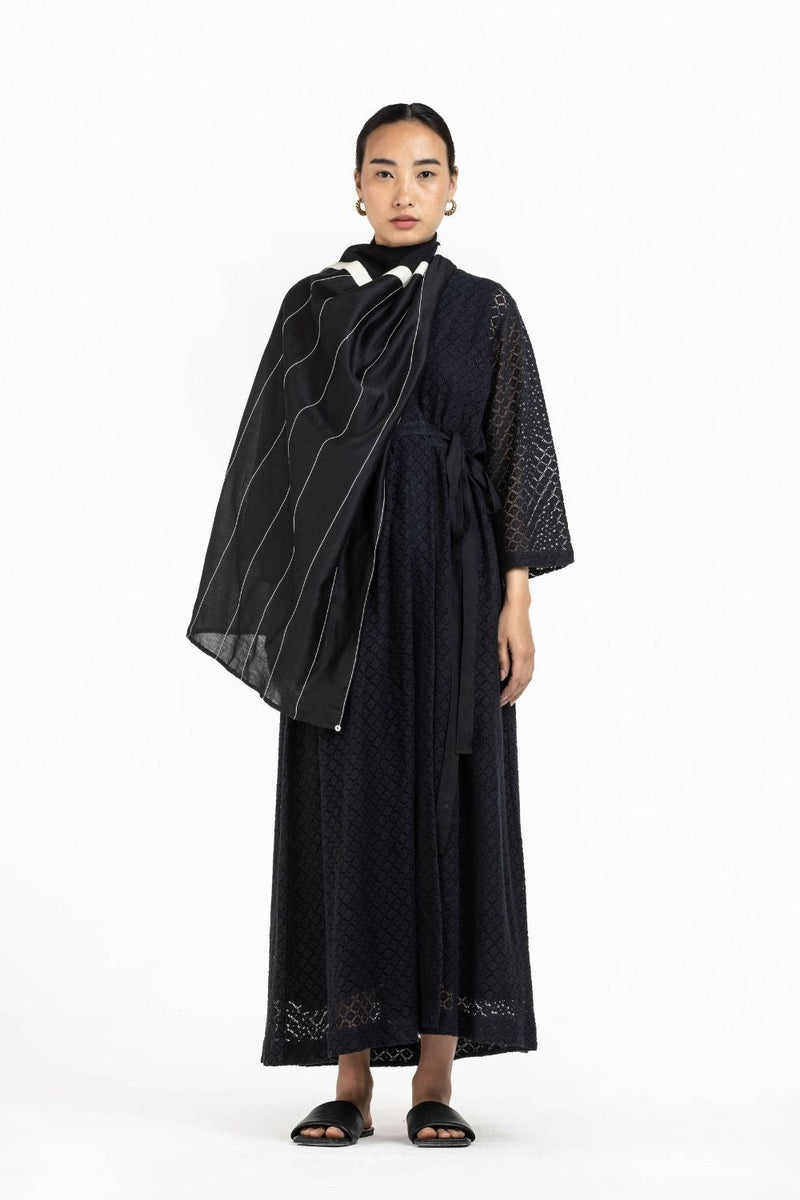 Embroidered Scarf Black Scarves & Stoles by THREE for women in Singapore