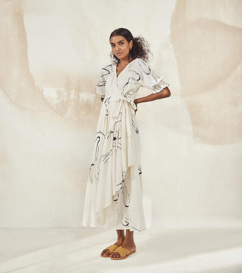 Eyes On Me Dress by Khara Kapas in white for women in Singapore