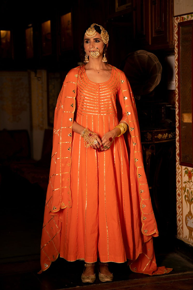 Falak Cotton Kalidaar Farshi Set Falak Cotton Kalidaar Farshi Set by Maison Shefali by Maison Shefali for women in Singapore