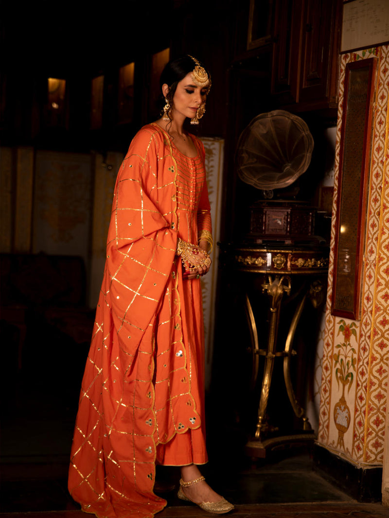 Falak Cotton Kalidaar Farshi Set Falak Cotton Kalidaar Farshi Set by Maison Shefali by Maison Shefali for women in Singapore