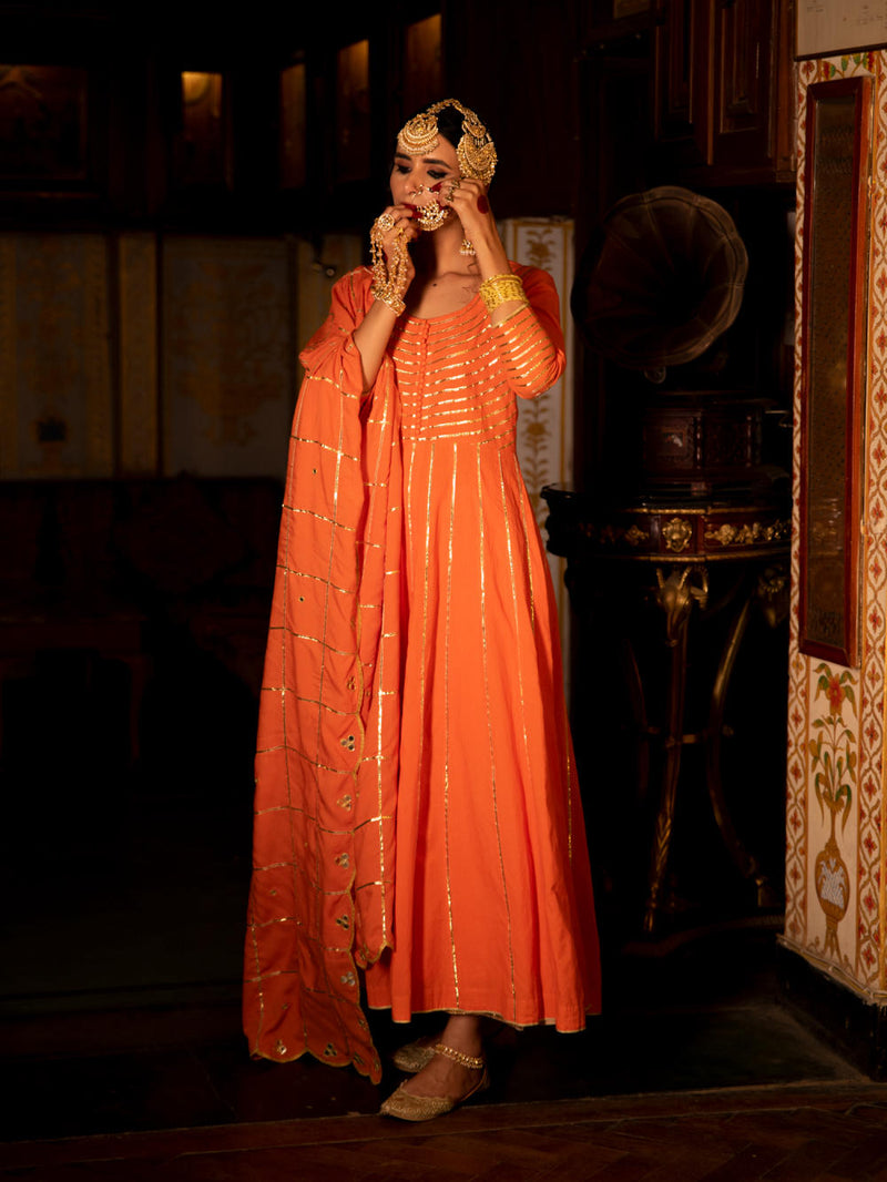 Falak Cotton Kalidaar Farshi Set Falak Cotton Kalidaar Farshi Set by Maison Shefali by Maison Shefali for women in Singapore