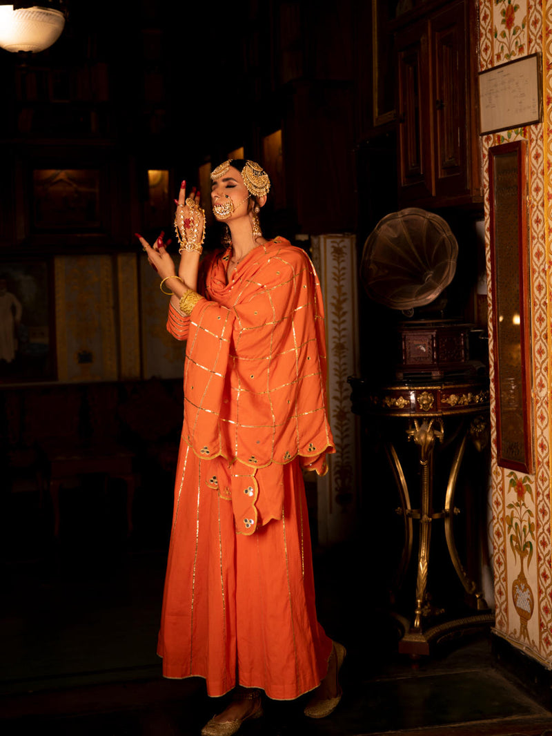 Falak Cotton Kalidaar Farshi Set Falak Cotton Kalidaar Farshi Set by Maison Shefali by Maison Shefali for women in Singapore