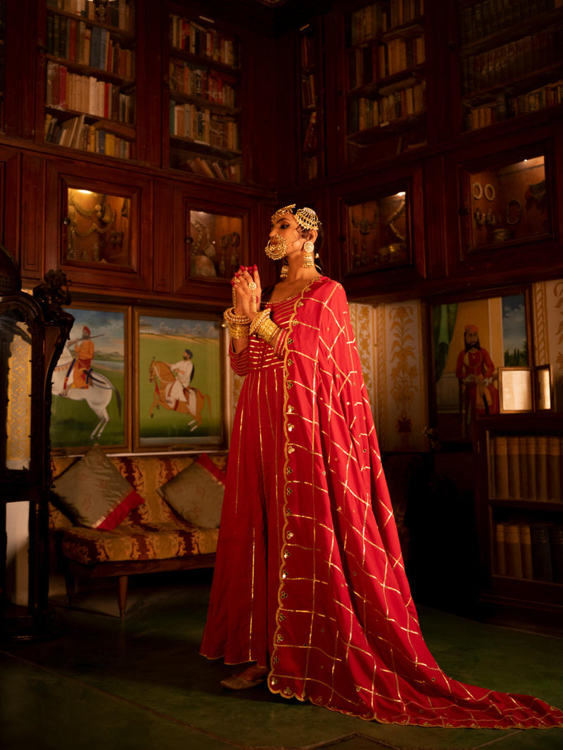 Falak - Gulaab Cotton Kalidaar Farshi Set Falak - Gulaab Cotton Kalidaar Farshi Set by Maison Shefali by Maison Shefali for women in Singapore