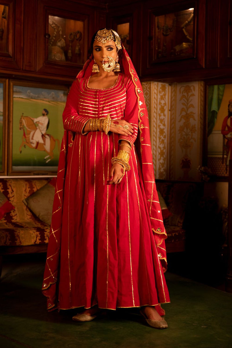 Falak - Gulaab Cotton Kalidaar Farshi Set Falak - Gulaab Cotton Kalidaar Farshi Set by Maison Shefali by Maison Shefali for women in Singapore