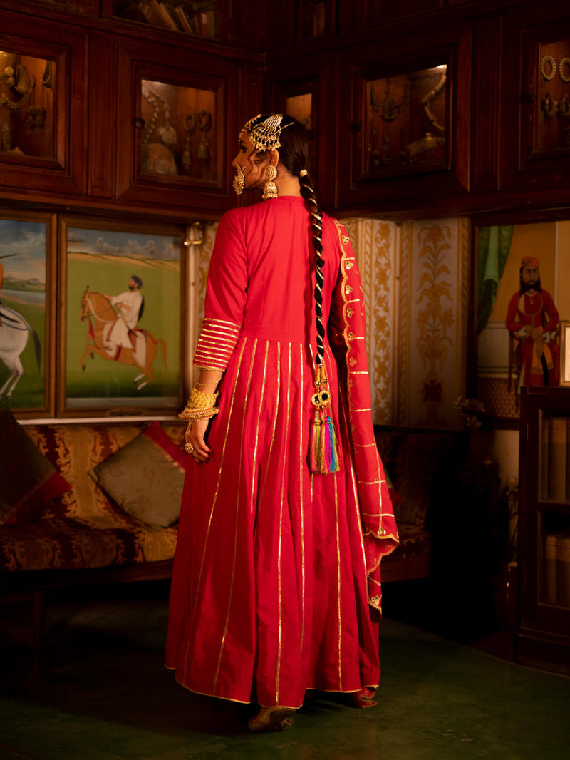 Falak - Gulaab Cotton Kalidaar Farshi Set Falak - Gulaab Cotton Kalidaar Farshi Set by Maison Shefali by Maison Shefali for women in Singapore