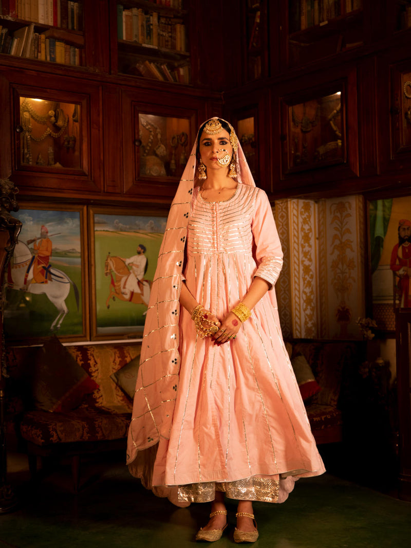 Falak - Gulaabi Cotton Kalidaar Farshi Set Falak - Gulaabi Cotton Kalidaar Farshi Set by Maison Shefali by Maison Shefali for women in Singapore