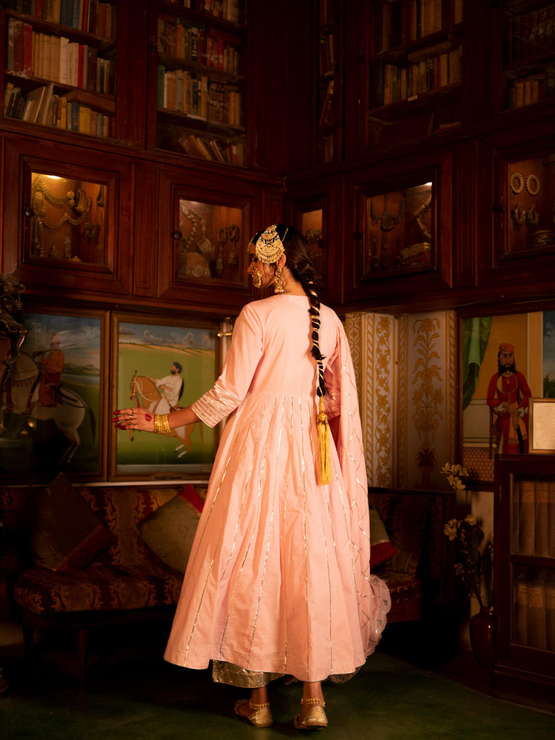 Falak - Gulaabi Cotton Kalidaar Farshi Set Falak - Gulaabi Cotton Kalidaar Farshi Set by Maison Shefali by Maison Shefali for women in Singapore