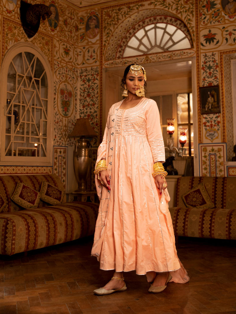 Falak - Gulaal Cotton Kalidaar Farshi Set Falak - Gulaal Cotton Kalidaar Farshi Set by Maison Shefali by Maison Shefali for women in Singapore