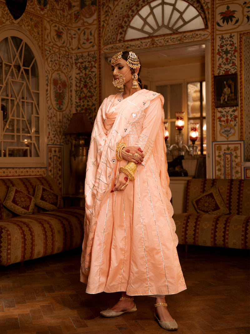 Falak - Gulaal Cotton Kalidaar Farshi Set Falak - Gulaal Cotton Kalidaar Farshi Set by Maison Shefali by Maison Shefali for women in Singapore