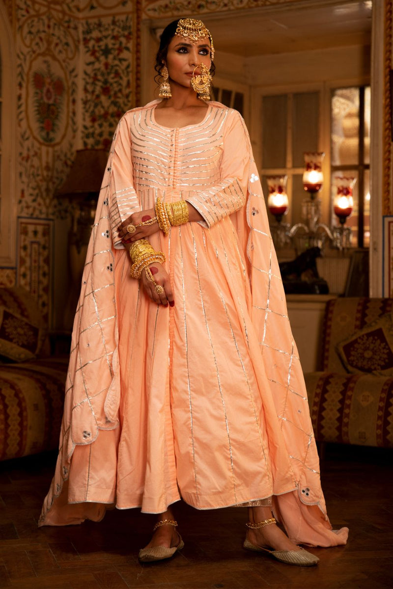 Falak - Gulaal Cotton Kalidaar Farshi Set Falak - Gulaal Cotton Kalidaar Farshi Set by Maison Shefali by Maison Shefali for women in Singapore