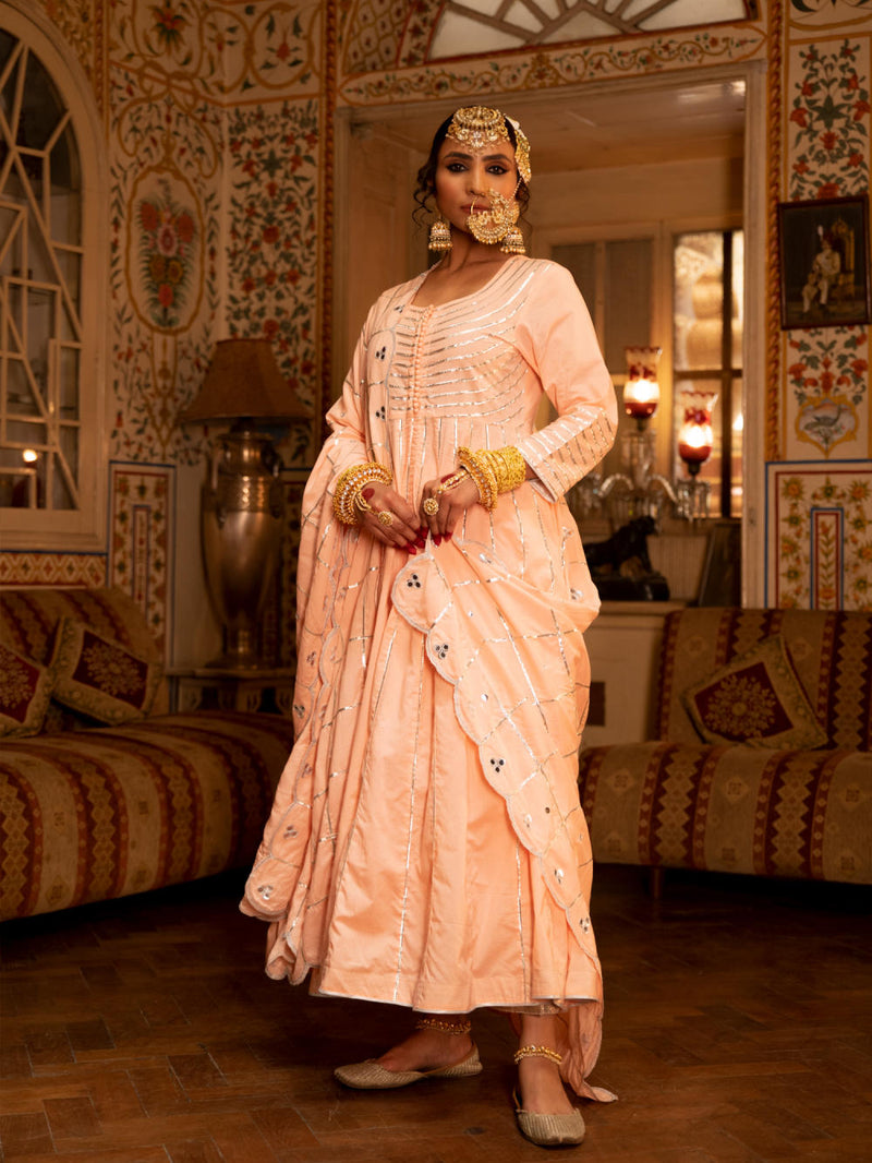 Falak - Gulaal Cotton Kalidaar Farshi Set Falak - Gulaal Cotton Kalidaar Farshi Set by Maison Shefali by Maison Shefali for women in Singapore