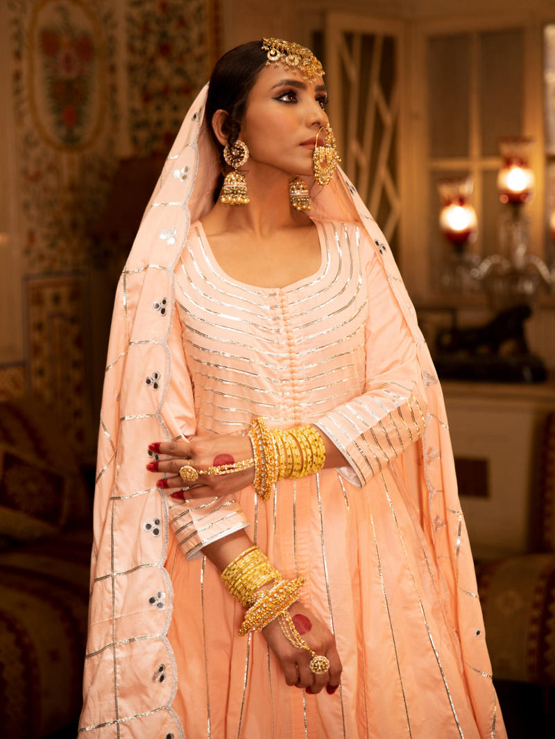 Falak - Gulaal Cotton Kalidaar Farshi Set Falak - Gulaal Cotton Kalidaar Farshi Set by Maison Shefali by Maison Shefali for women in Singapore