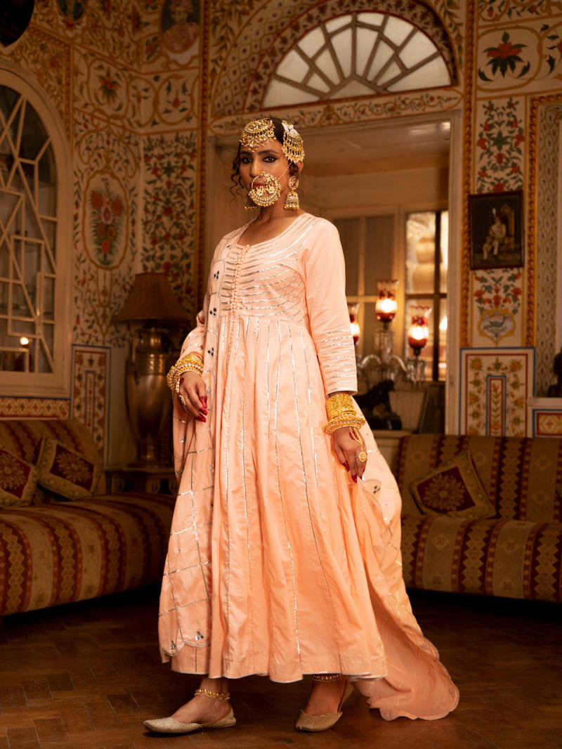 Falak - Gulaal Cotton Kalidaar Farshi Set Falak - Gulaal Cotton Kalidaar Farshi Set by Maison Shefali by Maison Shefali for women in Singapore