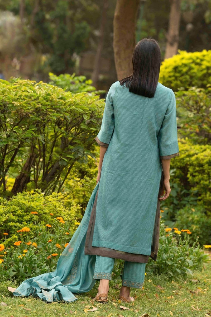 Firoza Teal Kurta Set Fashion Priti Prashant 