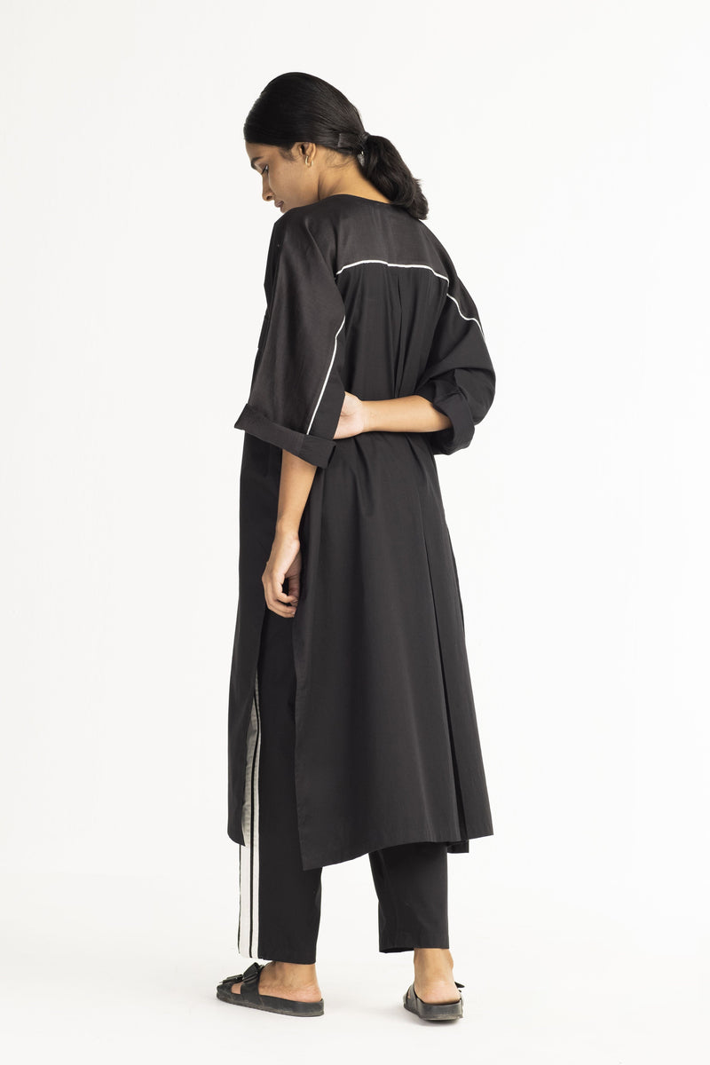 Flap Pocket Shirt - Black linen by THREE in black color for women in Singapore