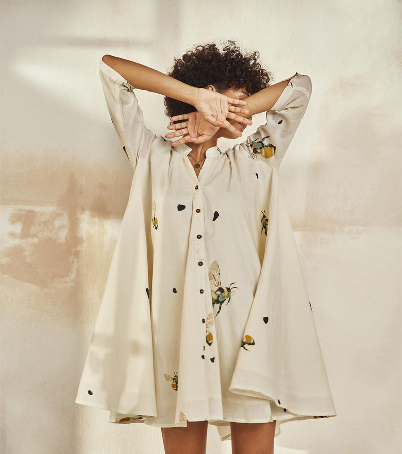 Fly The Coop Dress by Khara Kapas in white for women in Singapore