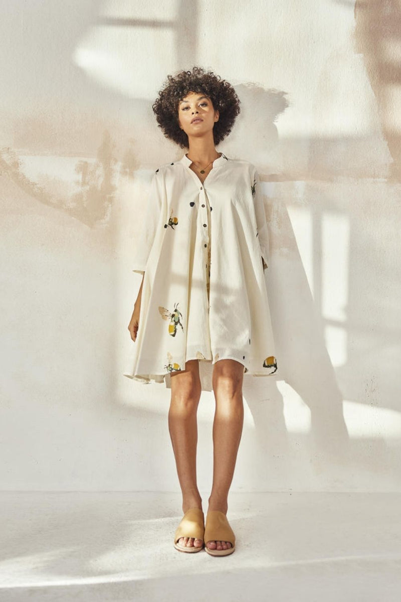 Fly The Coop Dress by Khara Kapas in white for women in Singapore