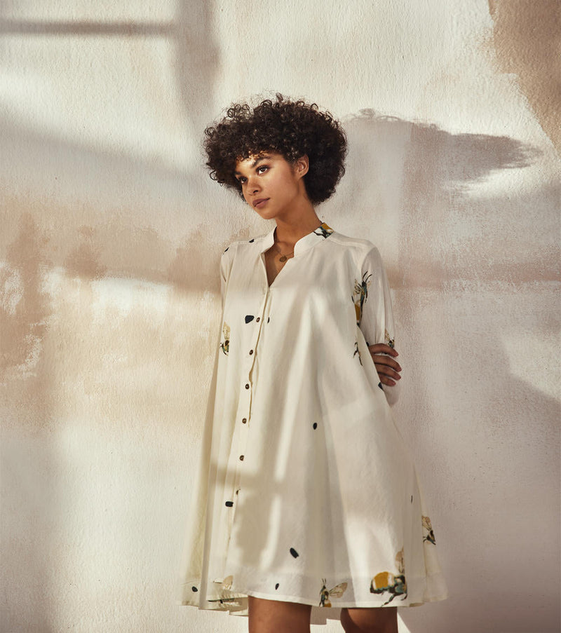 Fly The Coop Dress by Khara Kapas in white for women in Singapore