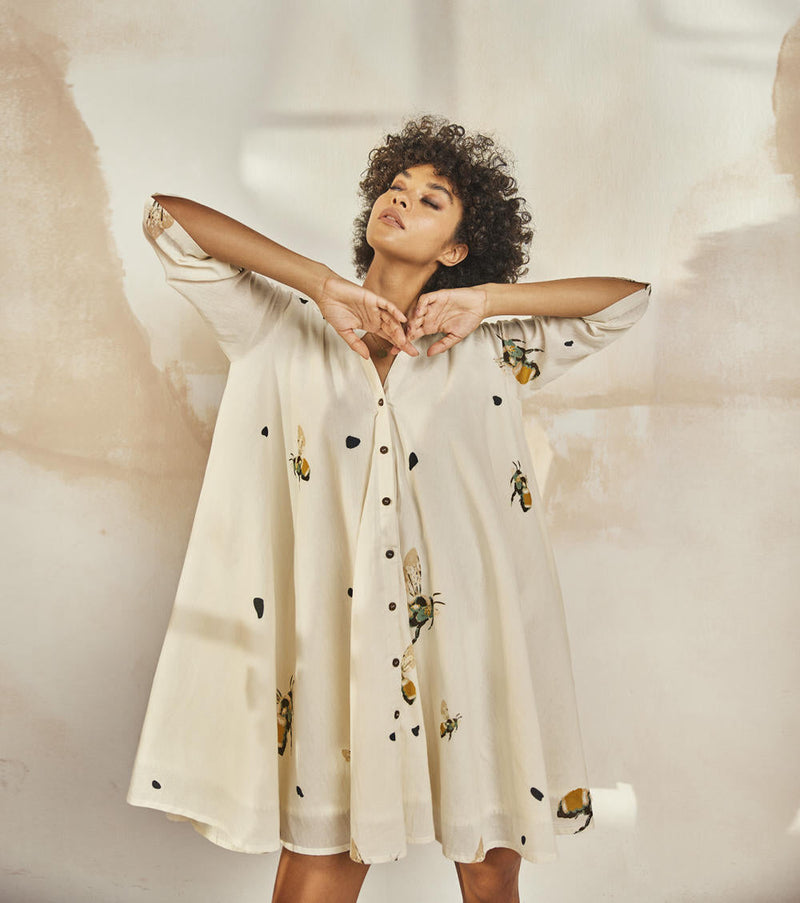 Fly The Coop Dress by Khara Kapas in white for women in Singapore