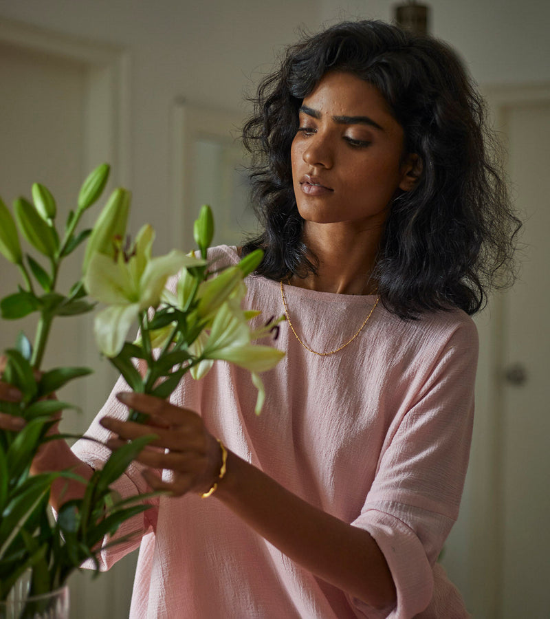 French Rose Kaftan Lounge Wear by Khara Kapas for women in Singapore